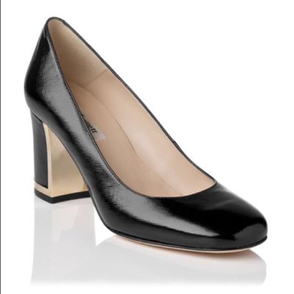 LK Bennett Tia Saffiano Patent Leather Block Heel - Picture 1 of 6